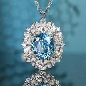 Diamond & Blue Topaz Silver Toned Necklace